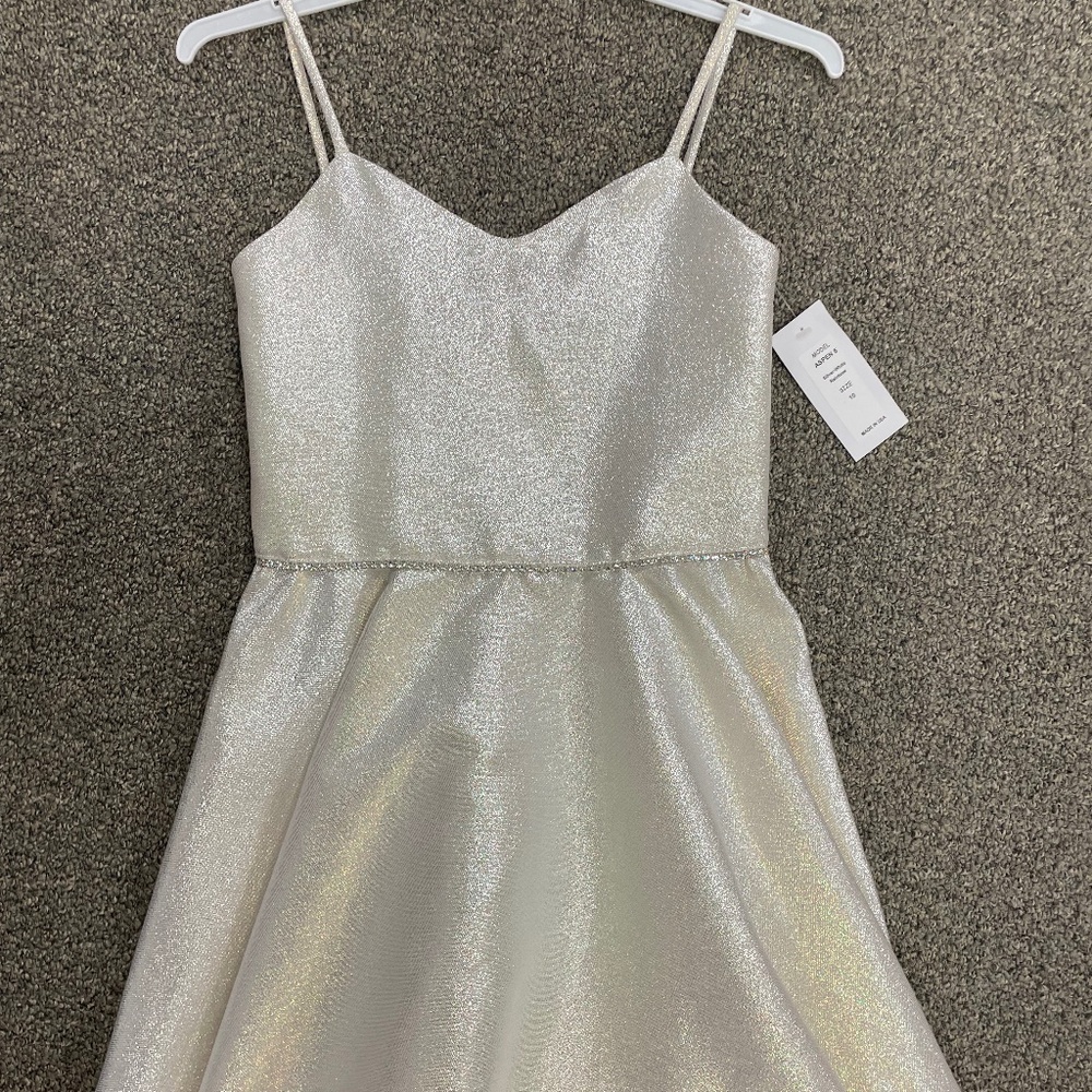 Dolls and Divas Party Dress Thin Straps Silver Metallic